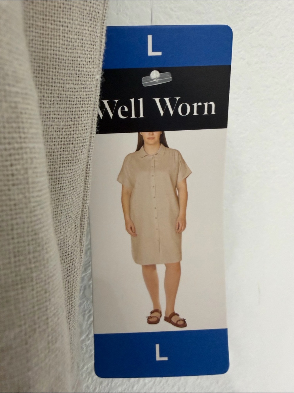 Well Worn Neutral Beige Linen Button-Up Shirt Dress